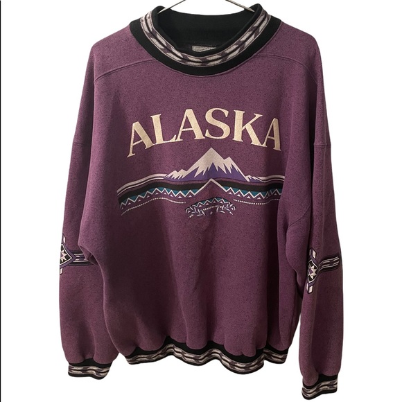 Vintage Tops - Vintage Alaska purple tribal oversized sweatshirt